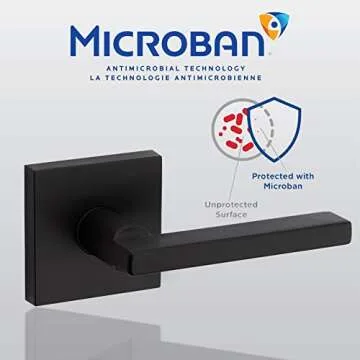 Kwikset Vancouver Front Door Lock Handle and Deadbolt Set, Entry Handleset Exterior with Interior Reversible Lever, Matte Black, Pick Resistant SmartKey Rekey Deadbolt Security