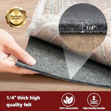 BAGAIL 4x6 Non Slip Rug Pads with Natural Rubber Backing