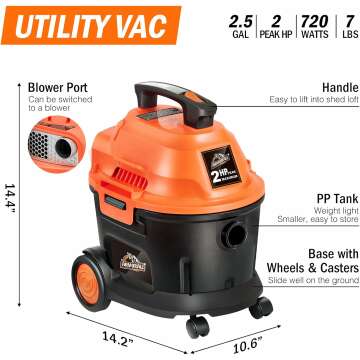 Armor All 2.5 Gallon Utility Vacuum for Car Cleaning
