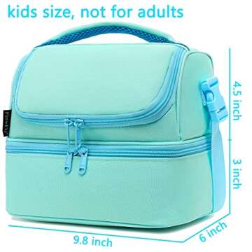 FlowFly Double Decker Cooler Insulated Lunch Bag Large Tote for Boys, Girls, Men, Women, With Adjustable Strap,Light Blue