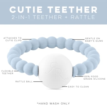 Ryan and Rose Cutie Teether Rattle Blue - Safe Baby Toy