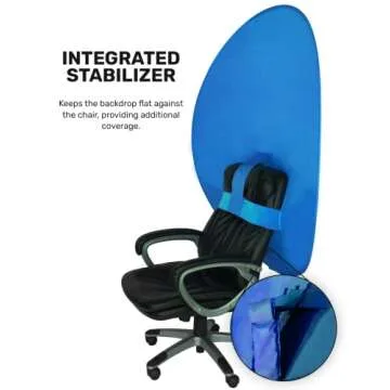 Webaround Fan Favorite 52" | Blue | Portable Collapsible Webcam Backdrop | Attaches To Any Chair | Wrinkle-Resistant Fabric | Ultra-Quick Setup and Takedown | Perfect for Zoom, Webex, Teams, etc.