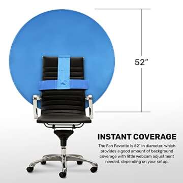 Webaround Fan Favorite 52" | Blue | Portable Collapsible Webcam Backdrop | Attaches To Any Chair | Wrinkle-Resistant Fabric | Ultra-Quick Setup and Takedown | Perfect for Zoom, Webex, Teams, etc.