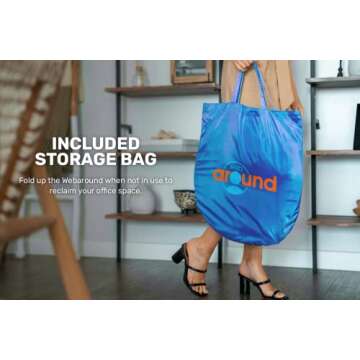 Webaround Fan Favorite 52" | Blue | Portable Collapsible Webcam Backdrop | Attaches To Any Chair | Wrinkle-Resistant Fabric | Ultra-Quick Setup and Takedown | Perfect for Zoom, Webex, Teams, etc.