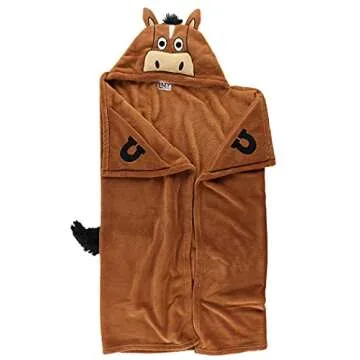 Lazy One Wearable Hooded Blanket for Kids, Animal Hooded Blanket (Horse, Brown)