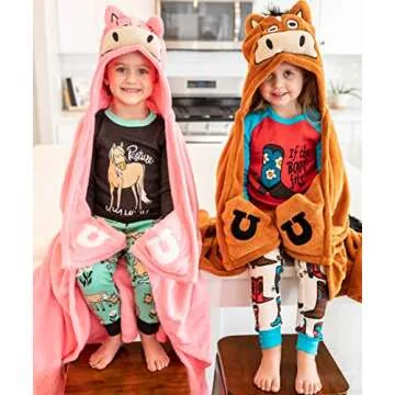 Lazy One Wearable Hooded Blanket for Kids, Animal Hooded Blanket (Horse, Brown)