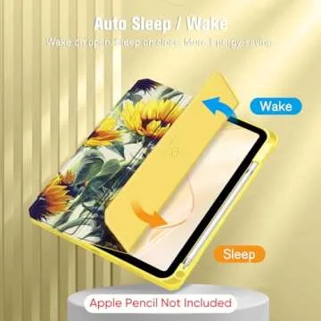 Fintie Hybrid Slim Case for iPad 10th Generation 10.9 Inch Tablet (2022 Model) - [Built-in Pencil Holder] Shockproof Cover with Clear Transparent Back Shell, Auto Wake/Sleep, Sunflowers