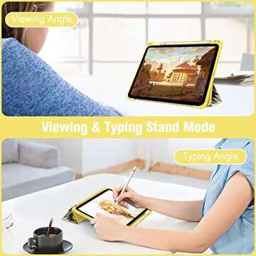 Fintie Hybrid Slim Case for iPad 10th Generation 10.9 Inch Tablet (2022 Model) - [Built-in Pencil Holder] Shockproof Cover with Clear Transparent Back Shell, Auto Wake/Sleep, Sunflowers