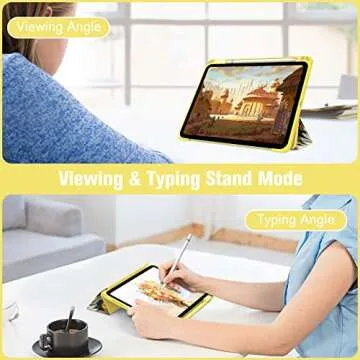 Fintie Hybrid Slim Case for iPad 10th Generation 10.9 Inch Tablet (2022 Model) - [Built-in Pencil Holder] Shockproof Cover with Clear Transparent Back Shell, Auto Wake/Sleep, Sunflowers