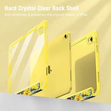Fintie Hybrid Slim Case for iPad 10th Generation 10.9 Inch Tablet (2022 Model) - [Built-in Pencil Holder] Shockproof Cover with Clear Transparent Back Shell, Auto Wake/Sleep, Sunflowers
