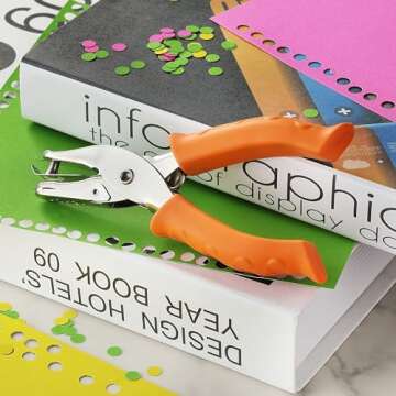 Stylish Orange Ergonomic Single Hole Punch for Crafts