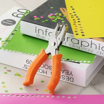 Stylish Orange Ergonomic Single Hole Punch for Crafts