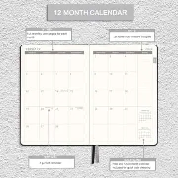 2024 Planner - Weekly Monthly Planner 2024, Jan. 2024 - Dec. 2024, 8.5" x 6.4", Leather Cover, Pen Loop, Elastic Band, Inner Pocket, Black, Perfect Life Assistant