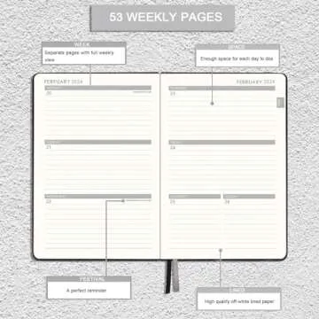 2024 Planner - Weekly Monthly Planner 2024, Jan. 2024 - Dec. 2024, 8.5" x 6.4", Leather Cover, Pen Loop, Elastic Band, Inner Pocket, Black, Perfect Life Assistant
