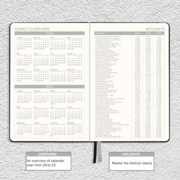 2024 Planner - Weekly Monthly Planner 2024, Jan. 2024 - Dec. 2024, 8.5" x 6.4", Leather Cover, Pen Loop, Elastic Band, Inner Pocket, Black, Perfect Life Assistant