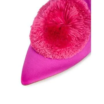 Chic Divanne Mules with Pompom for Women - Hot Pink