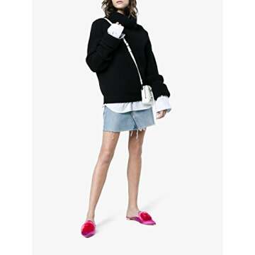 Chic Divanne Mules with Pompom for Women - Hot Pink