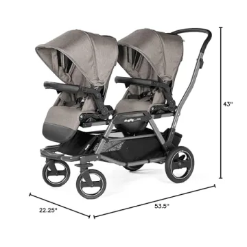 Peg Perego Duette Piroet Double Tandem Stroller - Grey