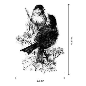 Hying 2 Love Birds on Flowers Words Clear Stamps for Card Making Scrapbooking Crafting DIY Decoratio...