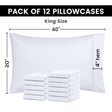 Utopia Bedding King Pillow Cases Pack of 12 - Soft Microfiber