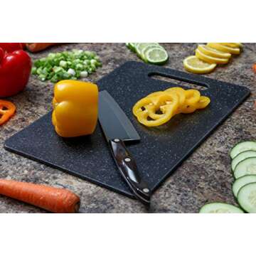 Lily's Home Kitchen Cutting Board (2-Piece Set) with Handles and in Marble Finish | BPA-Free Plastic...