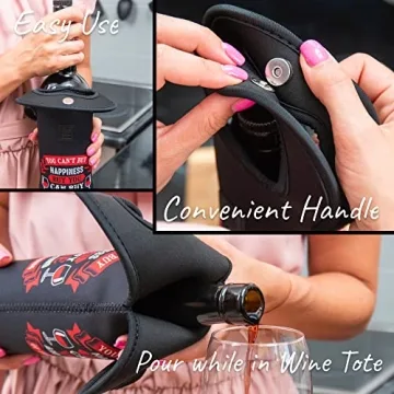 Made Easy Kit Insulated Wine Tote - Neoprene Wine Carrier Bag with Magnetic Handle Clasp - Wine Bottle Protective Travel Bag - Perfect for Gifting Travel or Gift Bag - Set o 3 (Funny Wine Lines Black)