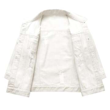 Hixiaohe Women Autumn 3/4 Sleeve Retro Short Denim Jackets Light Blue Jean Coats