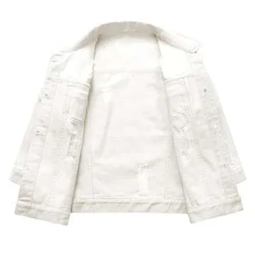 Hixiaohe Women Autumn 3/4 Sleeve Retro Short Denim Jackets Light Blue Jean Coats