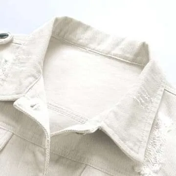 Hixiaohe Women Autumn 3/4 Sleeve Retro Short Denim Jackets Light Blue Jean Coats