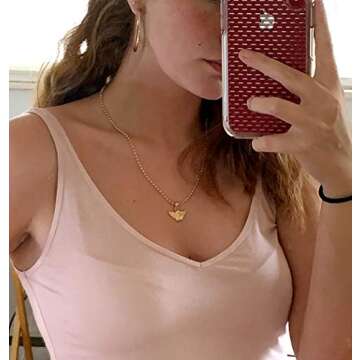 YOOESTORES82 Angel Necklace Cherub Necklace for Women,Angel Wings Pendant Necklace,Cupid Guardian Y2K Aesthetic Necklace (Gold)