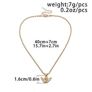 YOOESTORES82 Angel Necklace Cherub Necklace for Women,Angel Wings Pendant Necklace,Cupid Guardian Y2K Aesthetic Necklace (Gold)