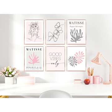 Light Pink and Grey Posters, Clean Aesthetic Coquette Cute Pictures for Bedroom, Dorm Decor, Blush P...