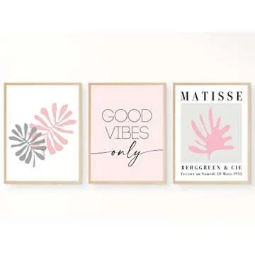 Light Pink and Grey Posters, Clean Aesthetic Coquette Cute Pictures for Bedroom, Dorm Decor, Blush Pink and Grey Room Decor for Wall, Apartment Decor for College Girls , Teen Girls 8x10 UNFRAMED