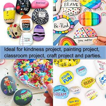 DECORKEY 24PCS River Rocks for Painting, Summer Decorations Garden Decor, Smooth Unpolished Kindness Rocks for Arts & DIY, 2-3inches Natural Stone Perfect for Kids Party, School Events, Crafts