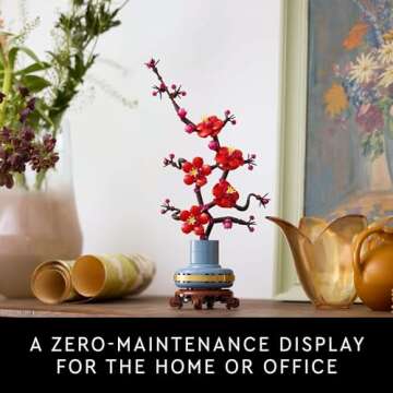 LEGO Icons Plum Blossom Building Sets for Adults - Artificial Flower for Dinner Table Centerpiece, Living Room Home Decor, Ages 18+ - DIY Craft Kits - 10369