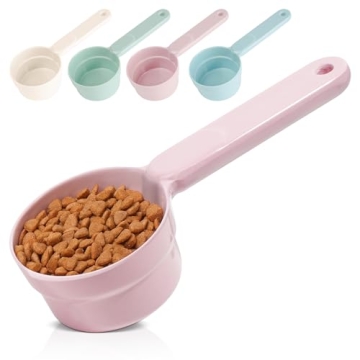MSBC Melamine Pet Food Scoop, Cat Food Measuring Cups, Comfortable Long Handle Scoop for Dog, Cat, F...