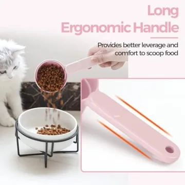 MSBC Melamine Pet Food Scoop, Cat Food Measuring Cups, Comfortable Long Handle Scoop for Dog, Cat, Ferret and Rabbit Food, 1 Cup Size Pet Food Feeding Scoop Dishwasher Safe (Pink