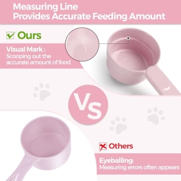 MSBC Melamine Pet Food Scoop, Cat Food Measuring Cups, Comfortable Long Handle Scoop for Dog, Cat, Ferret and Rabbit Food, 1 Cup Size Pet Food Feeding Scoop Dishwasher Safe (Pink