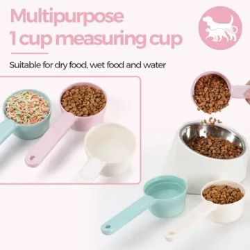 MSBC Melamine Pet Food Scoop, Cat Food Measuring Cups, Comfortable Long Handle Scoop for Dog, Cat, Ferret and Rabbit Food, 1 Cup Size Pet Food Feeding Scoop Dishwasher Safe (Pink
