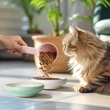 MSBC Melamine Pet Food Scoop, Cat Food Measuring Cups, Comfortable Long Handle Scoop for Dog, Cat, Ferret and Rabbit Food, 1 Cup Size Pet Food Feeding Scoop Dishwasher Safe (Pink