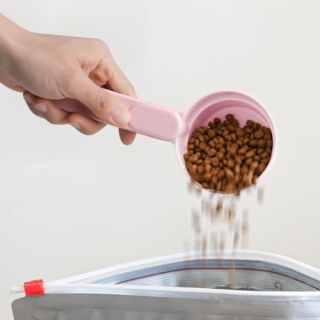 MSBC Melamine Pet Food Scoop, Cat Food Measuring Cups, Comfortable Long Handle Scoop for Dog, Cat, Ferret and Rabbit Food, 1 Cup Size Pet Food Feeding Scoop Dishwasher Safe (Pink