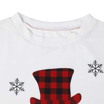 MOUSYA Women Dress Shirt Christmas Long Sleeve Tops Santa Printed Pullover Loose Plus Size T-Shirt Blouse with Pockets (Snowflake, 3X-Large)