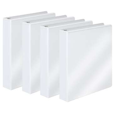 Wilson Jones 1 Inch 3 Ring Binder, Basic Round Ring View Binder, White, 4 Pack (W70362-14W)