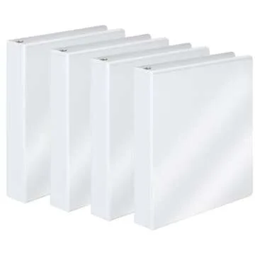 Wilson Jones 1 Inch 3 Ring Binder, Basic Round Ring View Binder, White, 4 Pack (W70362-14W)