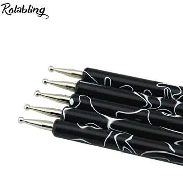 Rolabling 5 Pcs/Set Double-ended Nail Art Dotting Pens Nail Art Design Dotting Painting Pen Tool Nail Decorations Brush Set Tools(Size 2)
