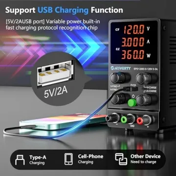 Jesverty 120V 3A Adjustable Bench Power Supply with LED Display