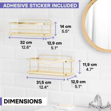 KINCMAX Shower Caddy Organizer - Self Adhesive Shower Shelf Wall Shower Organizer - Bathroom Inside Shower Shelves - Stainless Steel Bath Shampoo Holder - Shower Storage Rack - Adhesive Shower Rack
