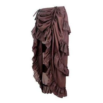 Charmian Women's Steampunk Gothic High Low Cyberpunk Ruffle Skirt Coffee XXX-Large