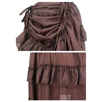 Charmian Steampunk Gothic High Low Ruffle Skirt - Coffee