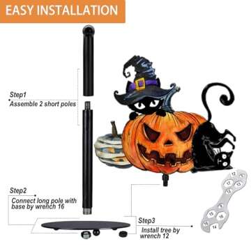 Halloween Paper Towel Holder, Farmhouse Halloween Cat Kitchen Decor Accessories Paper Towel Holder Stand, Metal Halloween Decorations for Home Bathroom, Large Black Towel Stand for Countertops